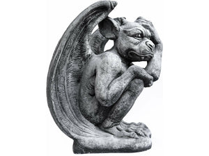 Tuinbeeld reuze Gargoyle , schuin naar rechts kijkend (Grijs/gepattineerd)